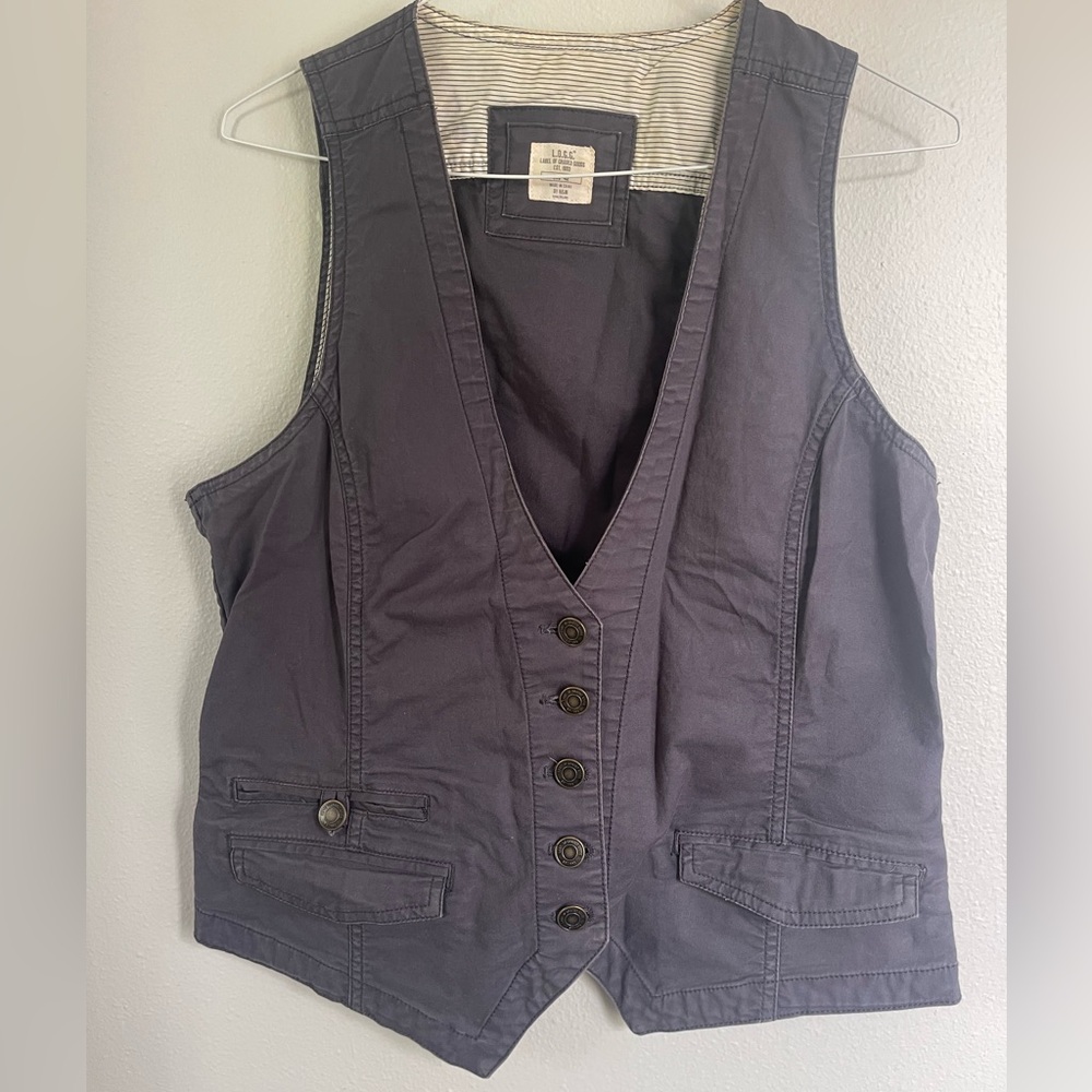 Vintage Blue gray Button-Up Vest